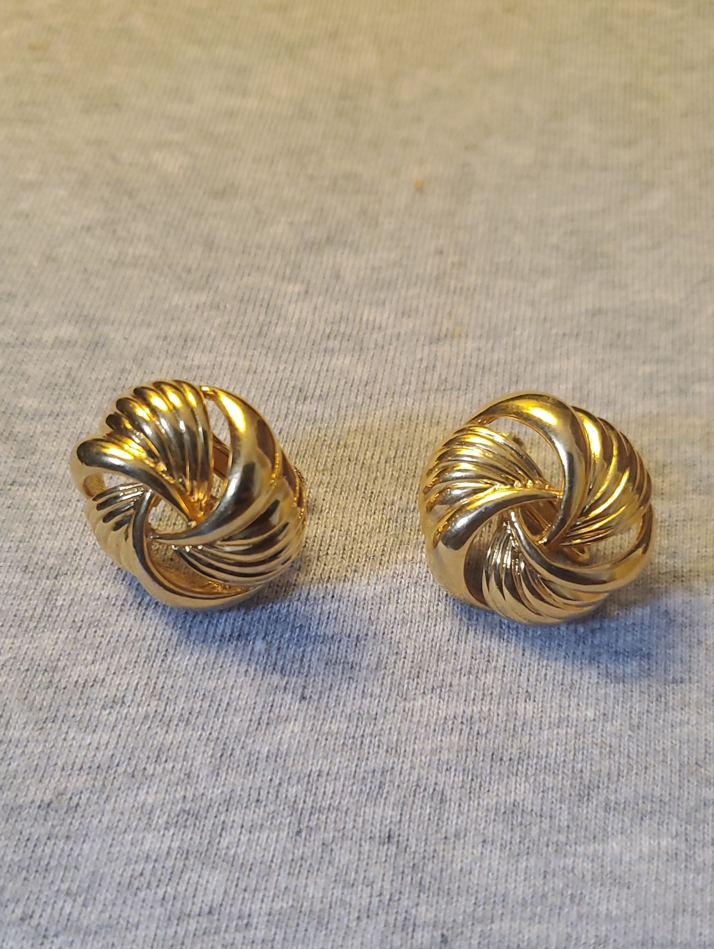 Vintage Napier Signed Gold-Tone Swirl Knot Clip Earrings - Women Jewelry